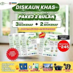 Pakej 2 Bulan (Beli 3 Kotak Biokenaf Dapat Percuma 2 Kotak Biokenaf)