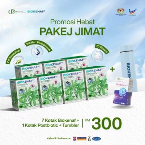 Pakej Jimat (Beli 3 Kotak Biokenaf + Dapat Percuma 4 Kotak Biokenaf + Dapat Percuma 1 Kotak Postbiotic + Dapat Percuma 1 Botol Tumbler)